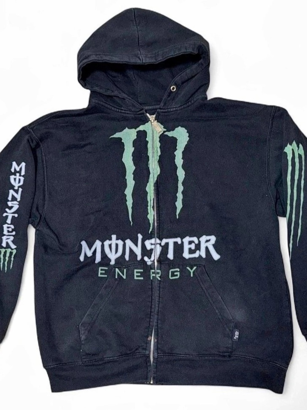 Monster Energy Zip-Up Graphic Hoodie in Black
